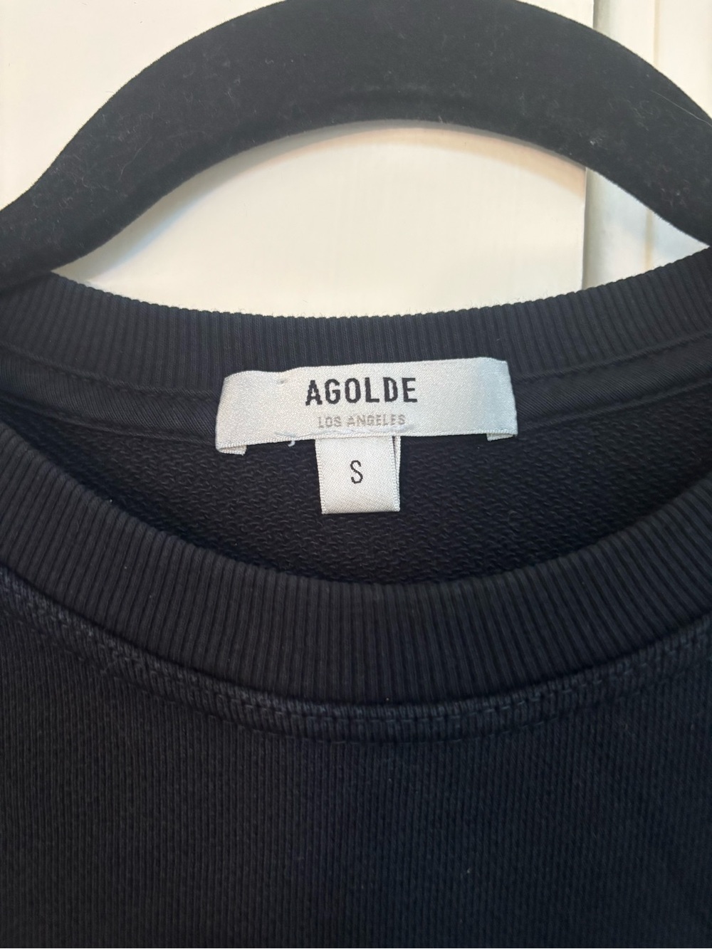 Agolde Black Ribbed Crewneck Sweatshirt